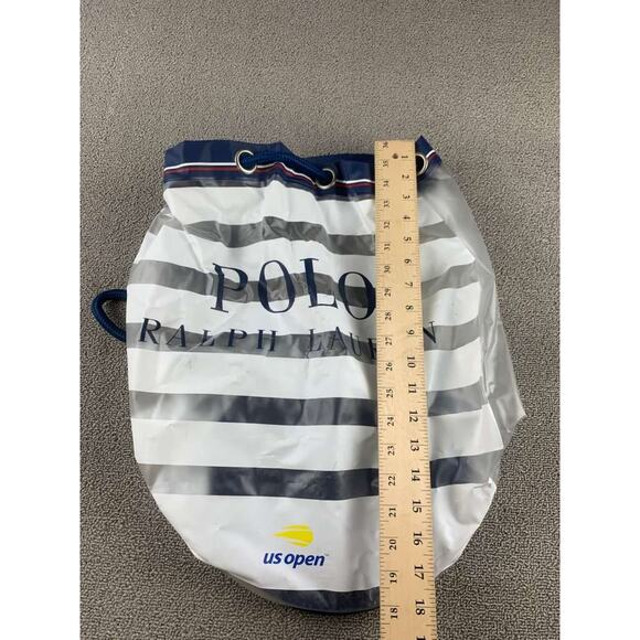 US Open Polo Ralph Lauren Drawstring Backpack White Blue Logo Rope Strap Tote - Picture 5 of 8